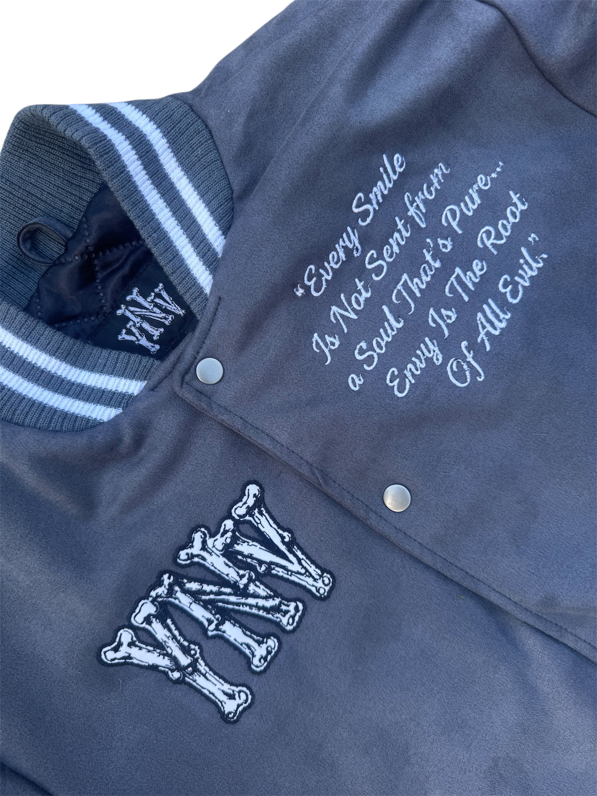 LIGHTWEIGHT SUEDE VARSITY JACKET